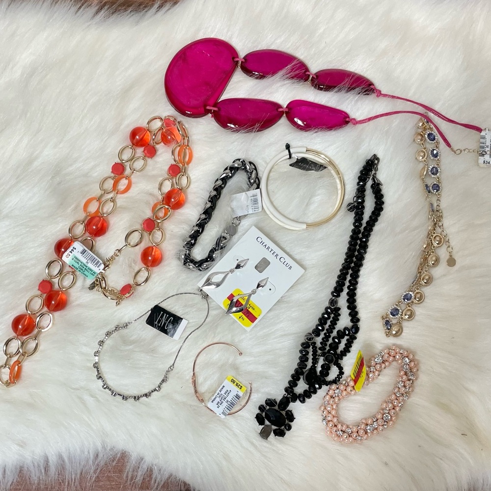 NEW lot of 10 macys jewelry womens earrings necklaces ring bracelets etc